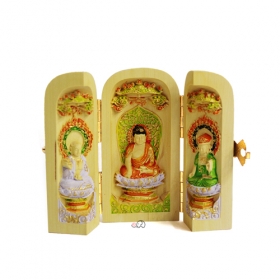 7cm채색 삼존불 불감(석가, 관음, 지장) 미니목각불상