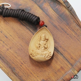 특A급 천연 백단미니불상목걸이 - 문수보살 - 지헤와 깨달음의 상징