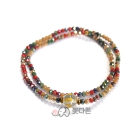오색두줄 크리스탈팔찌(옴마니반메훔주불) 3mm