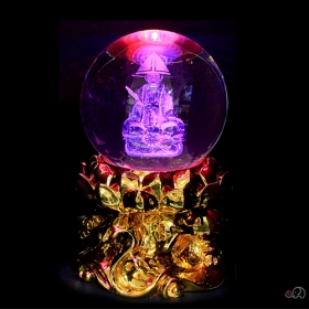 LED금색좌대 오색수정구(불사) 140mm