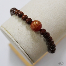 반야심경주불 천연옻칠 합장주6mm  - 갈색