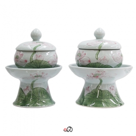 도자기 채색연꽃다기 (크기2가지) 핸드메이드