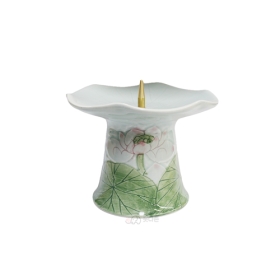 도자기 채색연꽃촛대1개(높이10cm) 핸드메이드