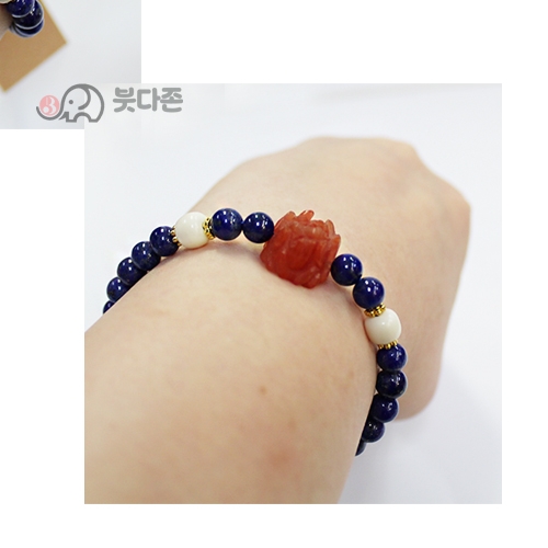 장미주불 천연 청금석 합장주6mm