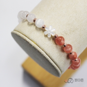 플라워주불 삼색 원석 팔찌 6mm
