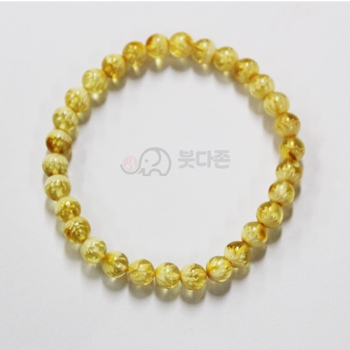 천연호박 연꽃조각 팔찌 6mm