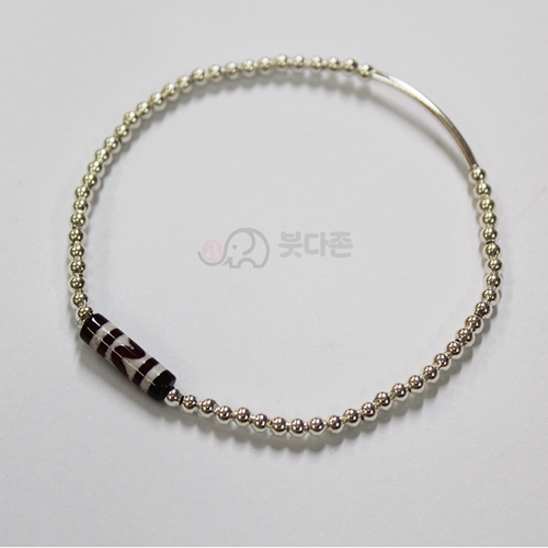 92.5 순은 티벳천주 주불 팔찌 2mm - 2 (여성용/적색)