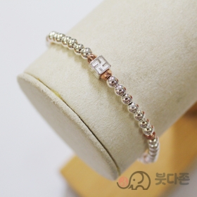 92.5 실버 로즈골드 팔찌 4mm  - 만자 주불