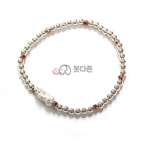 92.5 실버 로즈골드 팔찌 4mm  - 비휴