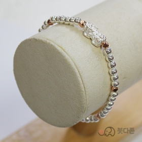 92.5 실버 로즈골드 팔찌 4mm  - 비휴