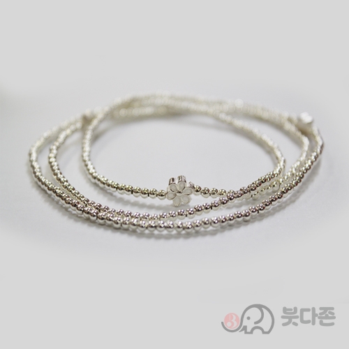 92.5 실버 연꽃주불 세줄 팔찌 2mm