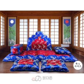 명품5봉 보료방석 특대  - 남색/홍색 사군자국화 (JB0902)