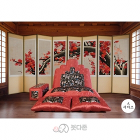 명품5봉 보료방석 대  - 단홍색 양단/검정색 자수단  (JB0921)