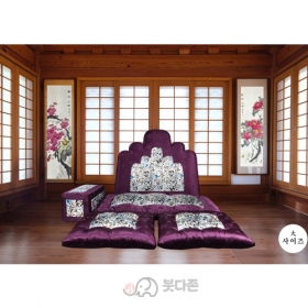 명품5봉 보료방석 대 - 자색 양단/흰색 자수단  (JB0922)