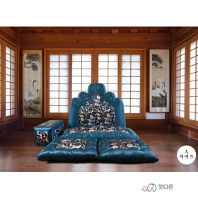 명품5봉 보료방석 대 - 청록색 양단/검정 자수단  (JB0923)