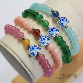 연꽃 옴마니장식 원석합장주 (택1) - 패션팔찌 염주팔찌 원석팔찌