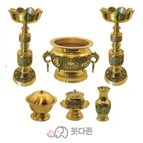 금색칼라 연꽃 촛대향로다기세트 - 특대(48cm)(DY)
