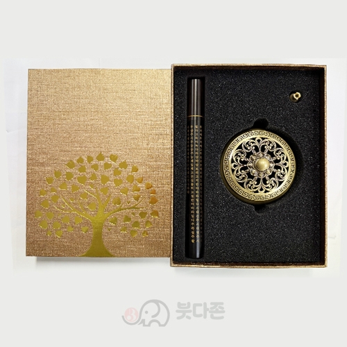 편백향 인센스 선물세트 (편백향+황동불연재향로 +반야심경향통)-선물용추천