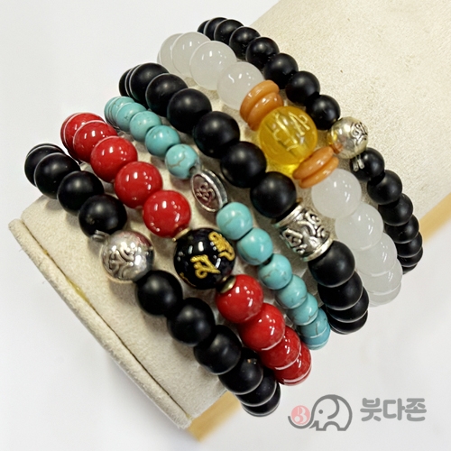 보시용 합장주 100개 (디자인5가지)   (오닉스/터키석/백옥/황수정/적색)주불랜덤