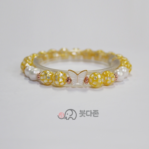 나비장식 자개컷팅 합장주 - 옐로우