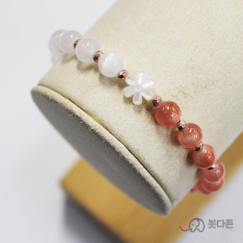 플라워주불 삼색원석팔찌 6mm