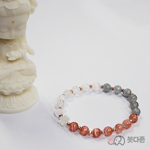 플라워주불 삼색원석팔찌 6mm