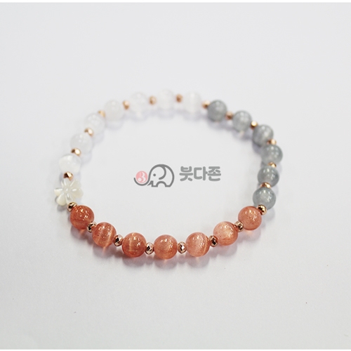 플라워주불 삼색원석팔찌 6mm