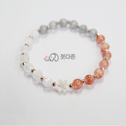 플라워주불 삼색원석팔찌 6mm