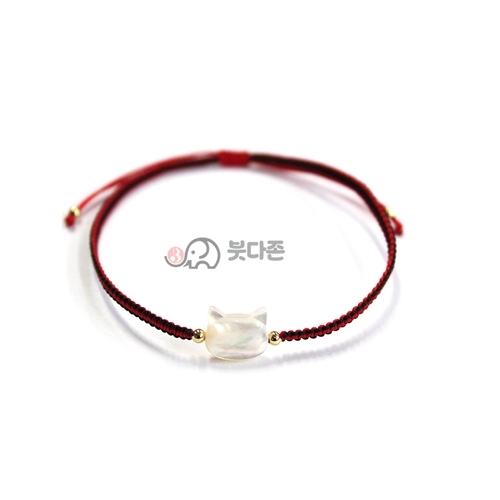 자개 고양이 소원매듭팔찌 (검정/흰색 택1)