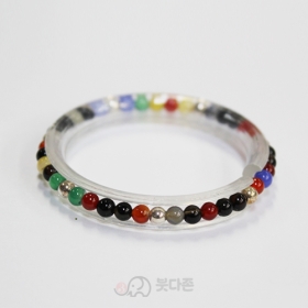 실버장식 오색마노 팔찌 4mm