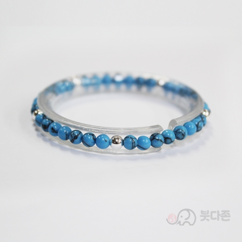 실버장식 터키석 팔찌 4mm