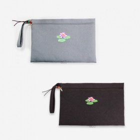연꽃자수 파우치 (대)  (31x21cm)- 컬러 택1