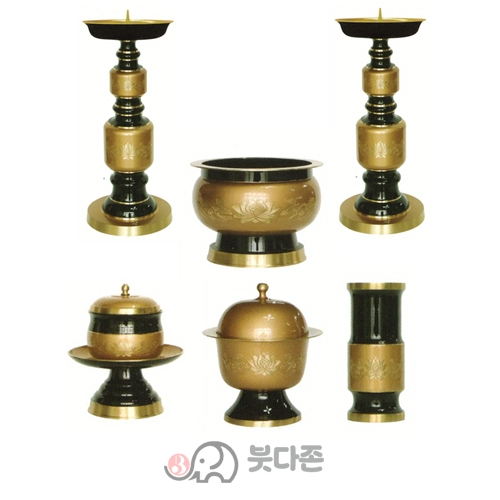 금색연꽃 청동칼라촛대향로세트 - 대(43cm)