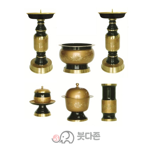 금색연꽃 청동칼라촛대향로세트 - 중(31cm)