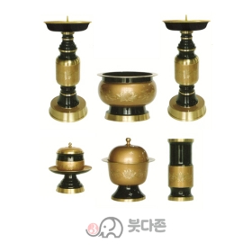 금색연꽃 청동칼라촛대향로세트 - 중(31cm)