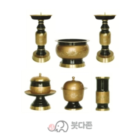 금색연꽃 청동칼라촛대향로세트 - 소(22cm)