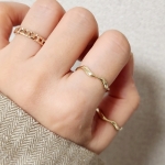 14K 18K 데일리 웨이브 가드링 반지
