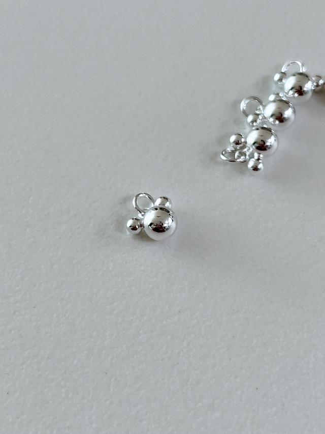 S. 실버 핸드메이드 제작 미니 입체 쥐돌이 펜던트 고리