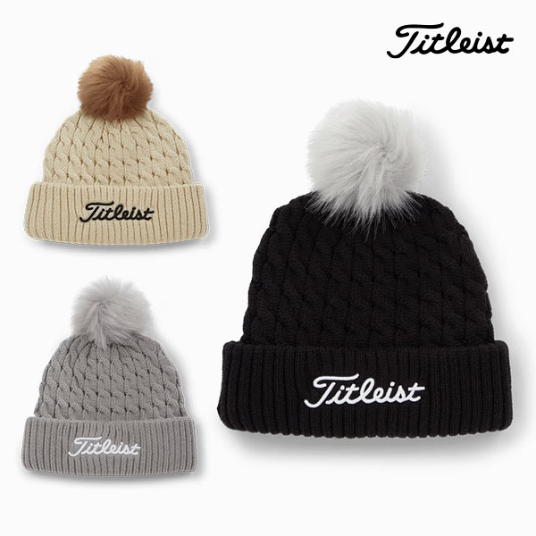[아쿠쉬정품] 타이틀리스트 TH23WCKNPN2 케이블 니트 폼폼 비니 겨울모자 골프모자 여성 2023년
