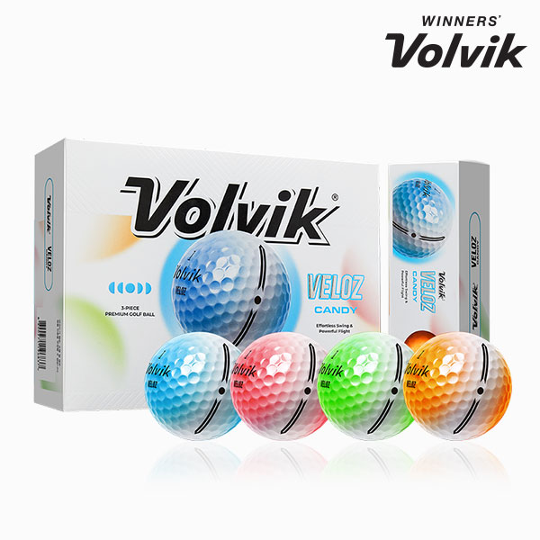 볼빅 VELOZ 벨로즈 캔디 초저압축 고반발 골프공 12구 3피스