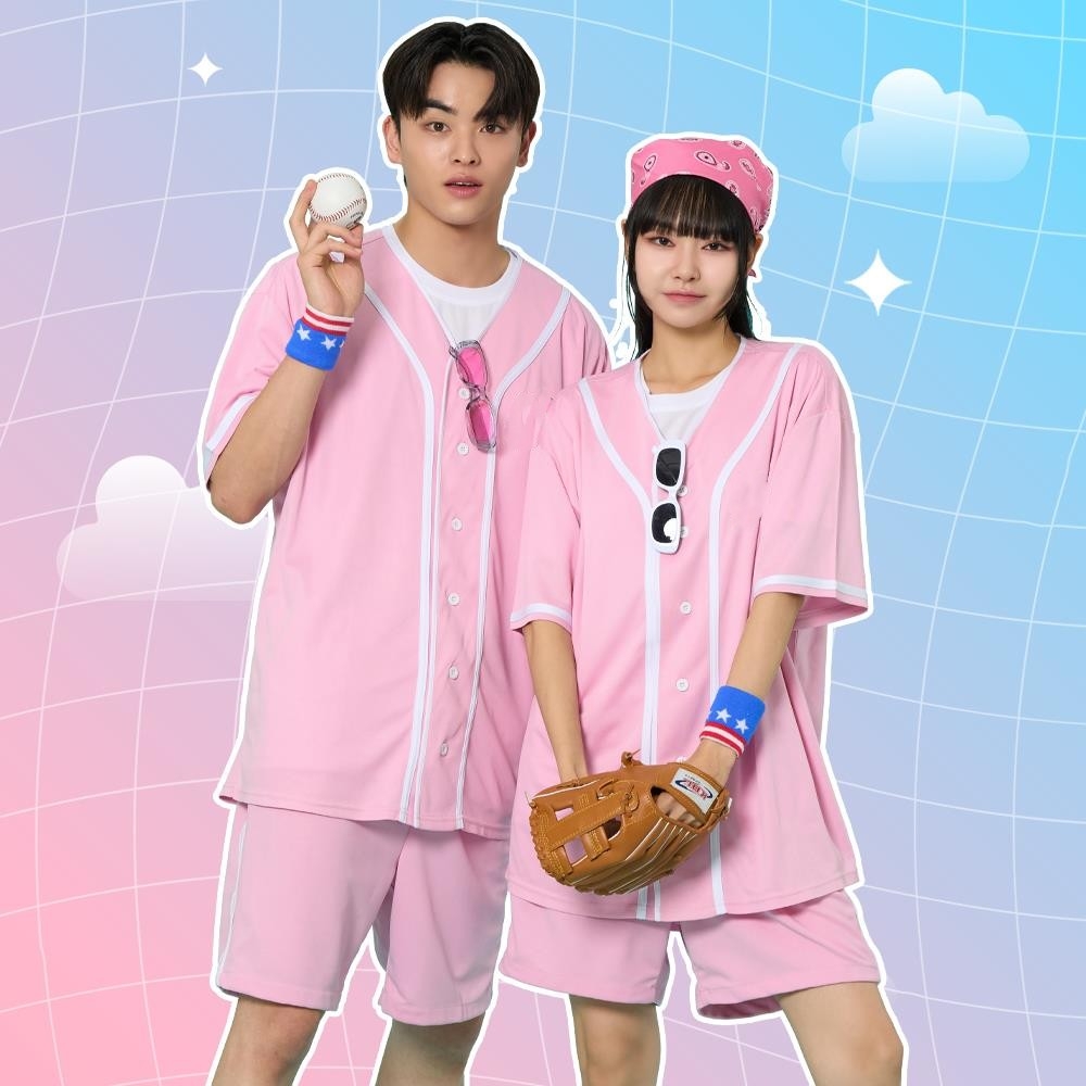 베이직 오픈야구티 베이스볼 핑크 세트
