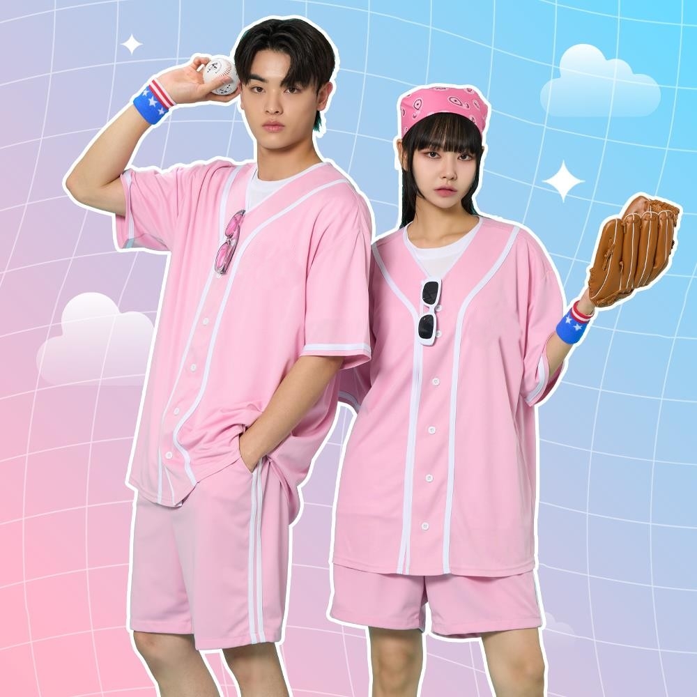 베이직 오픈야구티 베이스볼 핑크 세트