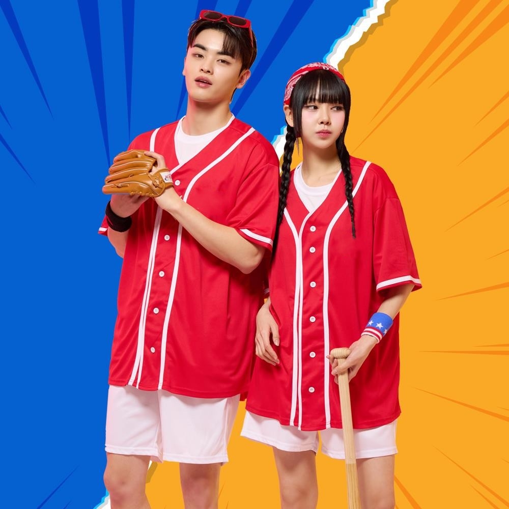 베이직 오픈야구티 베이스볼 레드 세트