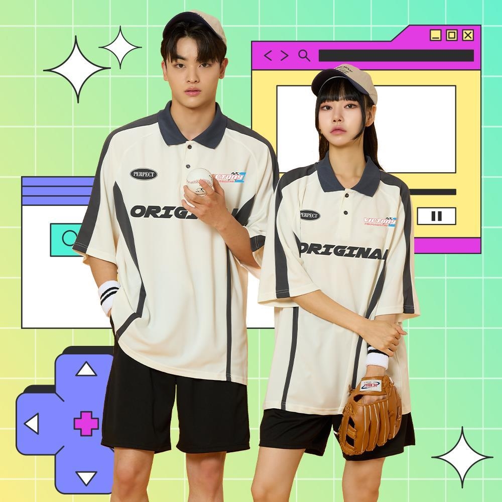 야구복 카라 배색 커브 져지 세트