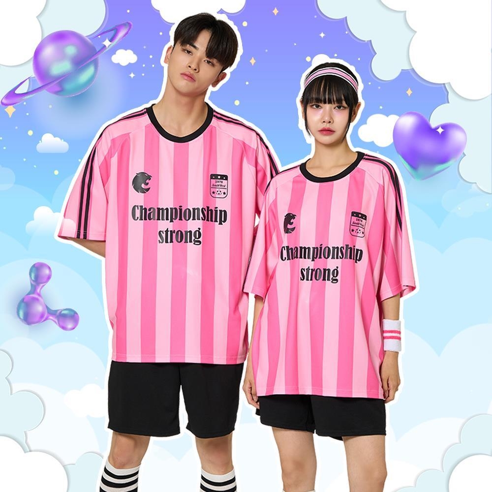 축구유니폼 풋볼 스트라이프 핑크세트