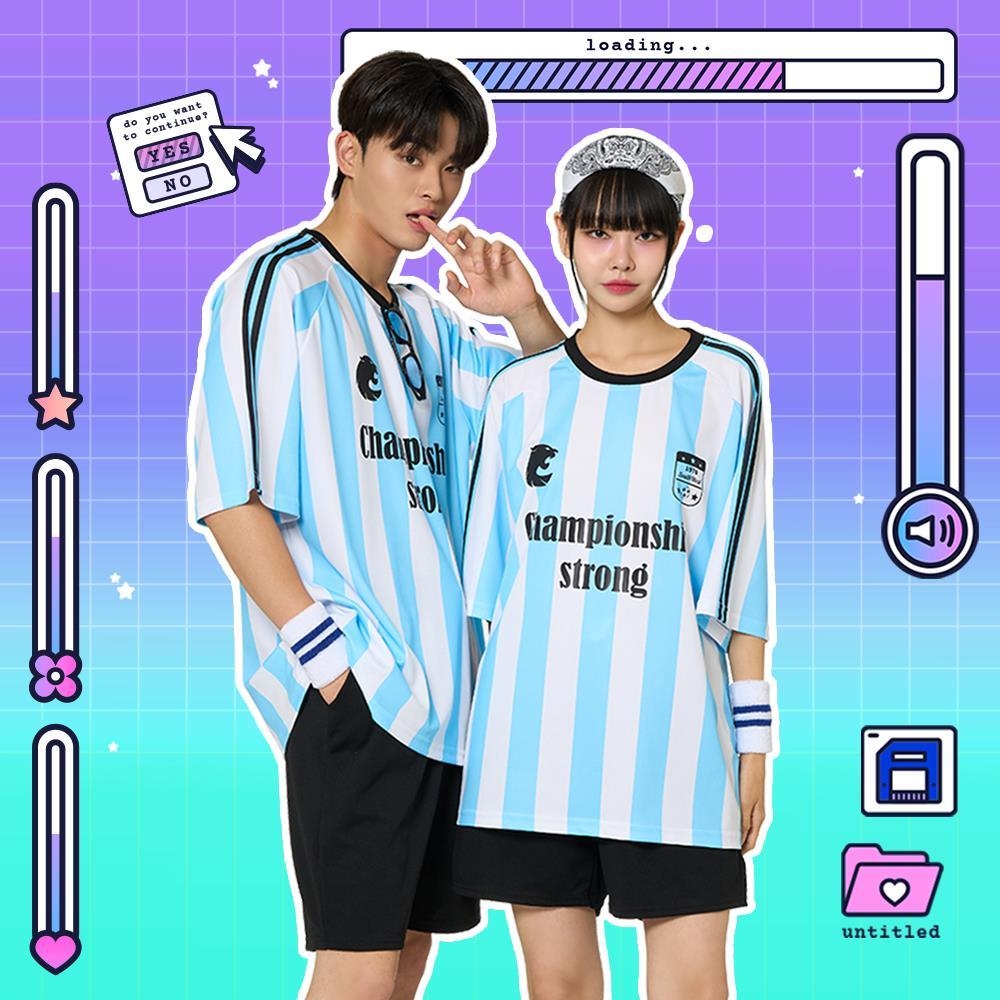 축구유니폼 풋볼 스트라이프 블루세트