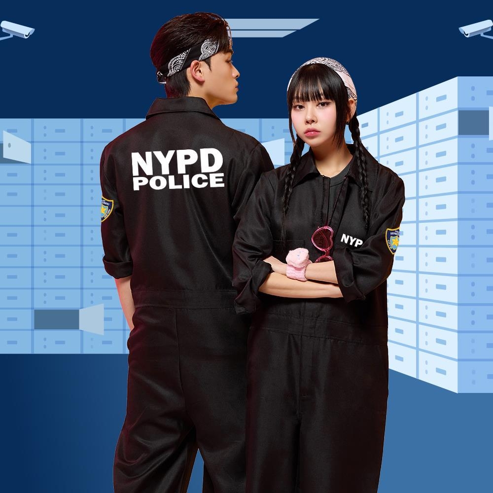 뉴욕경찰  NYPD 점프슈트 블랙 세트