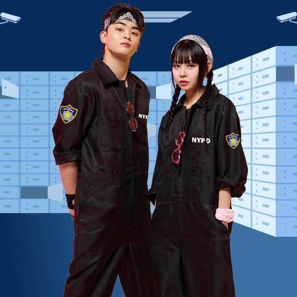 뉴욕경찰  NYPD 점프슈트 블랙 세트
