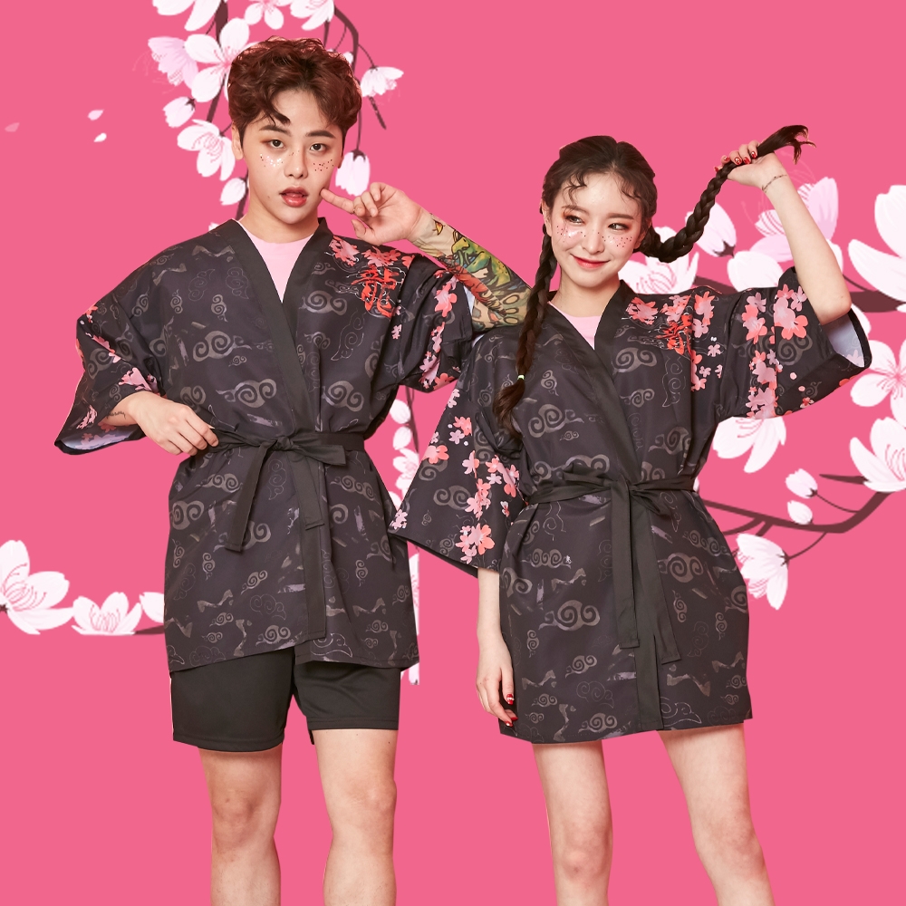 야쿠자반티 유카타 레드드래곤 가운세트