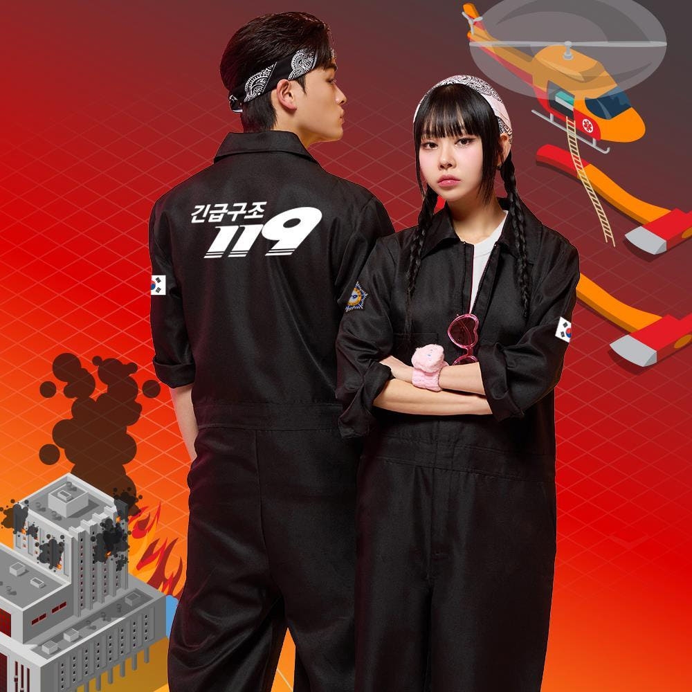 소방활동복 블랙 점프슈트
